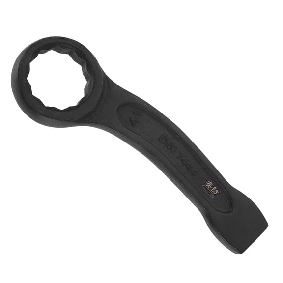 Uxcell Striking Wrench 41mm 45# Steel Spraying 6-Point Flat Strike Wrench Slogging Ring Spanner Bend Handle Box End Striking Tool for Automotive Repair Furniture Assembly, Black