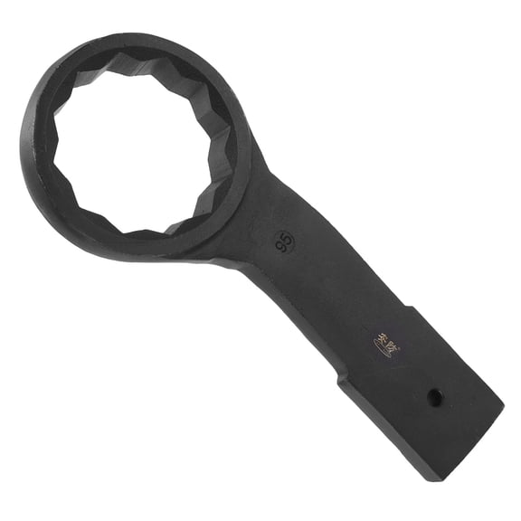 Uxcell Striking Wrench 95mm 45# Steel Spraying 6-Point Flat Strike Wrench Slogging Ring Spanner Bend Handle Box End Striking Tool for Automotive Repair Furniture Assembly, Black