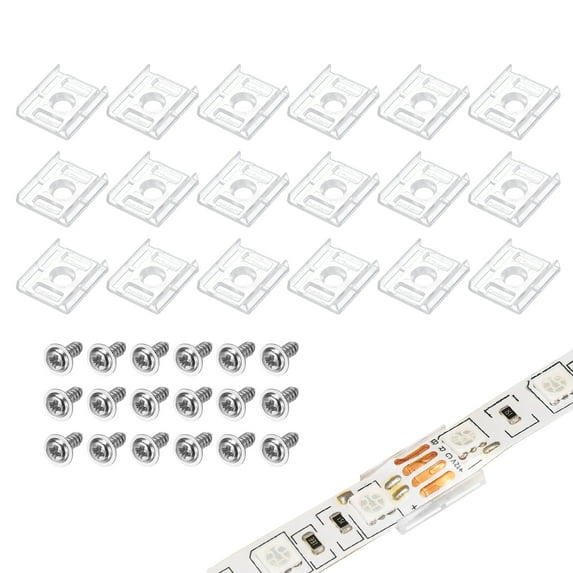 Uxcell Strip Light Clips, 100 Pcs Clear LED Strip Light Mounting Brackets with Screws for 12mm Width LED Light Strip