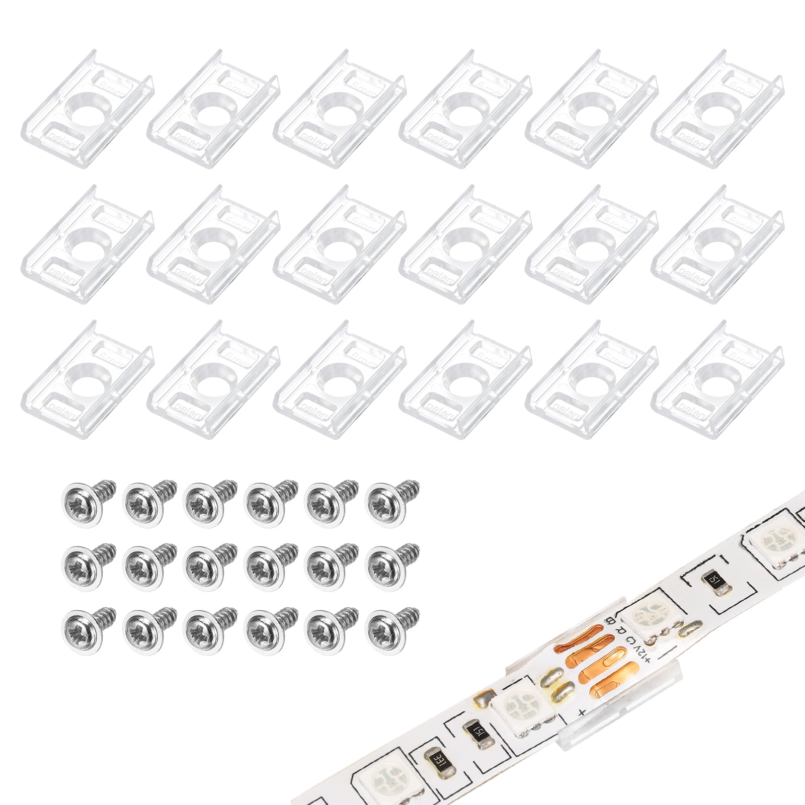 Uxcell Strip Light Clips, 50 Pcs Clear LED Strip Light Mounting Brackets with Screws for 8mm