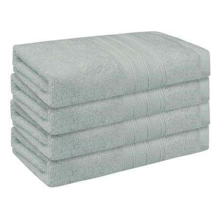 REGALWOVEN Striped Cotton Bath Washcloths, Absorbent, Face Body Towels for Hotels, Spa 14" x 14" Light Grey 4