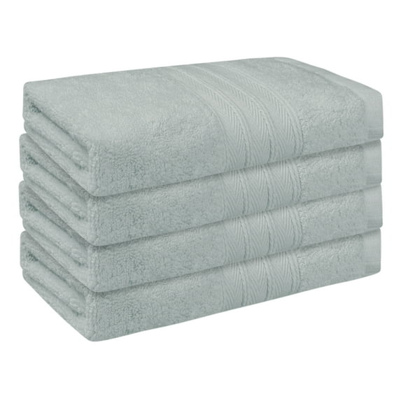 REGALWOVEN Striped Cotton Bath Washcloths, Absorbent, Face Body Towels for Hotels, Spa 14" x 14" Light Grey 4