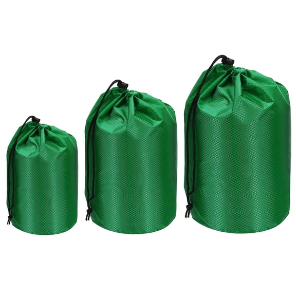 Uxcell Stuff Sacks, Waterproof Outdoor Storage Sack Portable Drawstring Dust Flap Bag for Camping Green