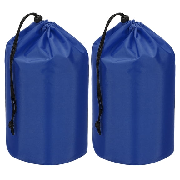 Uxcell Stuff Sack, 5 x 10 Inch Waterproof Outdoor Storage Sack Portable Drawstring Dust Flap Bag Lightweight Sleeping Bag Navy Blue 2 Pcs