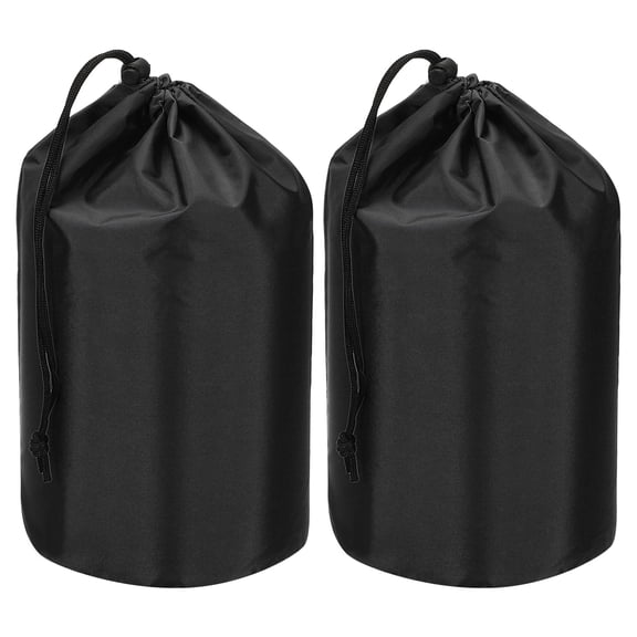 Uxcell Stuff Sack, 9 x 17 Inch Waterproof Outdoor Storage Sack Portable Drawstring Dust Flap Bag Lightweight Sleeping Bag Black 2 Pcs
