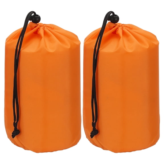 Uxcell Stuff Sack, 9 x 17 Inch Waterproof Outdoor Storage Sack Portable Drawstring Dust Flap Bag Lightweight Sleeping Bag Orange 2 Pcs