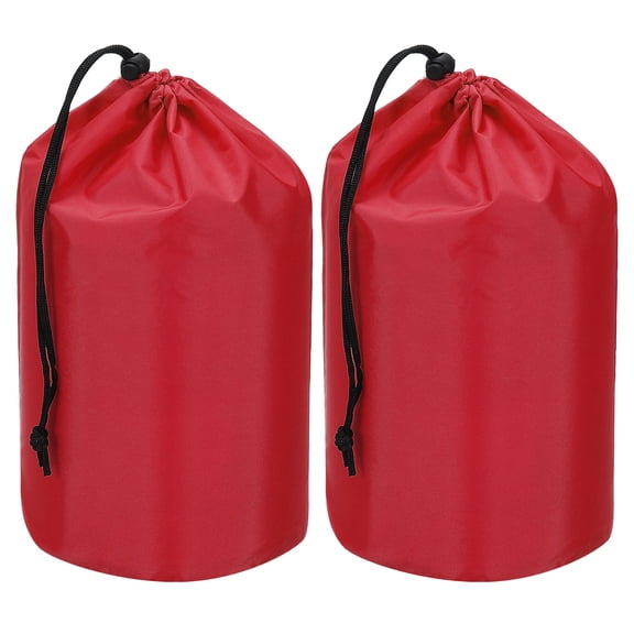 Uxcell Stuff Sack, 9 x 17 Inch Waterproof Outdoor Storage Sack Portable Drawstring Dust Flap Bag Lightweight Sleeping Bag Red 2 Pcs