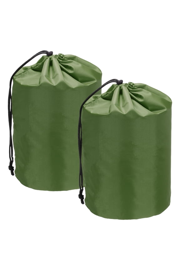 Stuff Sack, Nylon Waterproof Storage Sacks Portable Drawstring Outdoor Products Ditty Bag Ultralight Dust Flap 14 x 27 Inch & 2Pcs & Army Green - Fit for (Camping/Traveling/Hiking)