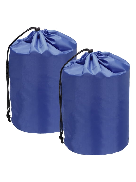 Stuff Sack, Nylon Waterproof Storage Sacks Portable Drawstring Outdoor Products Ditty Bag Ultralight Dust Flap 5 x 10 Inch & 2Pcs & Blue - Fit for (Camping/Traveling/Hiking)