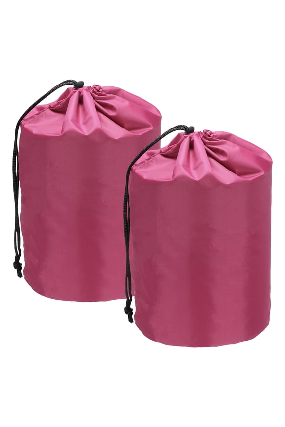 Stuff Sack, Nylon Waterproof Storage Sacks Portable Drawstring Outdoor Products Ditty Bag Ultralight Dust Flap 7 x 13 Inch & 2Pcs & Rose Red - Fit for (Camping/Traveling/Hiking)