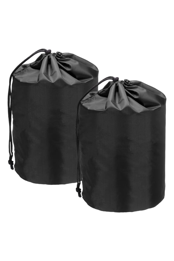Stuff Sack, Nylon Waterproof Storage Sacks Portable Drawstring Outdoor Products Ditty Bag Ultralight Dust Flap 7 x 15 Inch & 2Pcs & Black - Fit for (Camping/Traveling/Hiking)