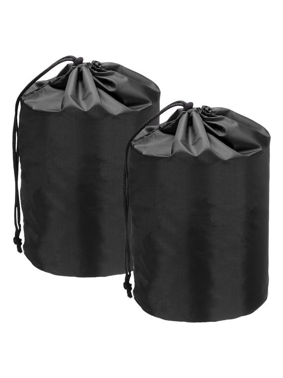 Stuff Sack, Nylon Waterproof Storage Sacks Portable Drawstring Outdoor Products Ditty Bag Ultralight Dust Flap 9 x 16 Inch & 2Pcs & Black - Fit for (Camping/Traveling/Hiking)