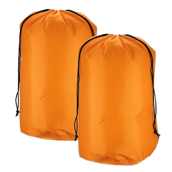 Uxcell Stuff Sack, Waterproof Ditty Bags Storage Sacks Portable Outdoor Ultralight Drawstring Dry Stuff Bag Gear with Toggle 14x27In & 2Pcs & Orange for (Backpacking Camping Traveling)