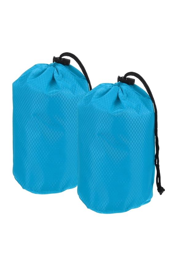 Stuff Sack, Waterproof Ditty Bags Storage Sacks Portable Outdoor Ultralight Drawstring Dry Stuff Bag Gear with Toggle 4x8In & 2 Pack & Bright Blue for (Backpacking Camping Hiking)