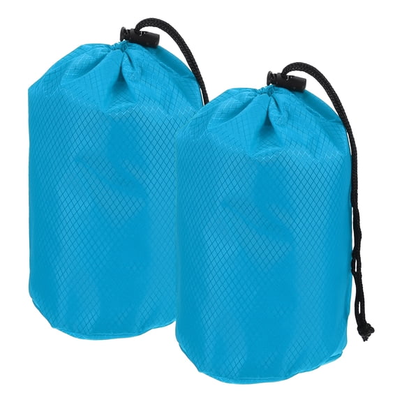 Uxcell Stuff Sack, Waterproof Ditty Bags Storage Sacks Portable Outdoor Ultralight Drawstring Dry Stuff Bag Gear with Toggle 4x8In & 2 Pack & Bright Blue for (Backpacking Camping Hiking)