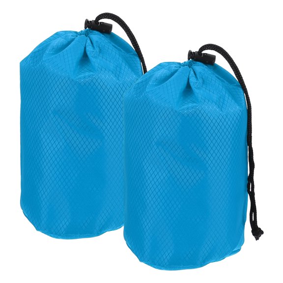 Uxcell Stuff Sack, Waterproof Ditty Bags Storage Sacks Portable Outdoor Ultralight Drawstring Dry Stuff Bag Gear with Toggle 4x8In & 2 Pack & Bright Blue for (Backpacking Camping Hiking)