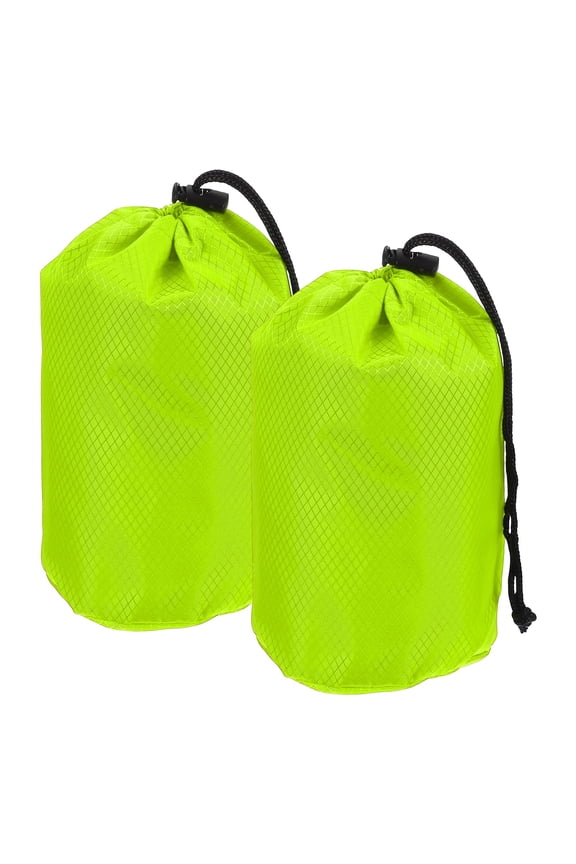 Stuff Sack, Waterproof Ditty Bags Storage Sacks Portable Outdoor Ultralight Drawstring Dry Stuff Bag Gear with Toggle 4x8In & 2 Pack & Bright Green for (Backpacking Camping Hiking)
