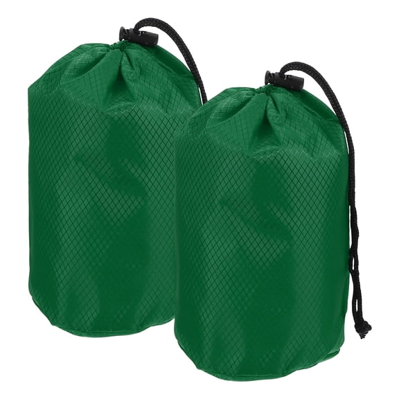 Uxcell Stuff Sack, Waterproof Ditty Bags Storage Sacks Portable Outdoor Ultralight Drawstring Dry Stuff Bag Gear with Toggle 4x8In & 2 Pack & Dark Green for (Backpacking Camping Hiking)
