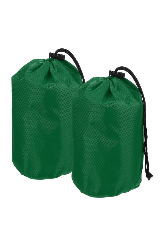 Stuff Sack, Waterproof Ditty Bags Storage Sacks Portable Outdoor Ultralight Drawstring Dry Stuff Bag Gear with Toggle 4x8In & 2 Pack & Dark Green for (Backpacking Camping Hiking)