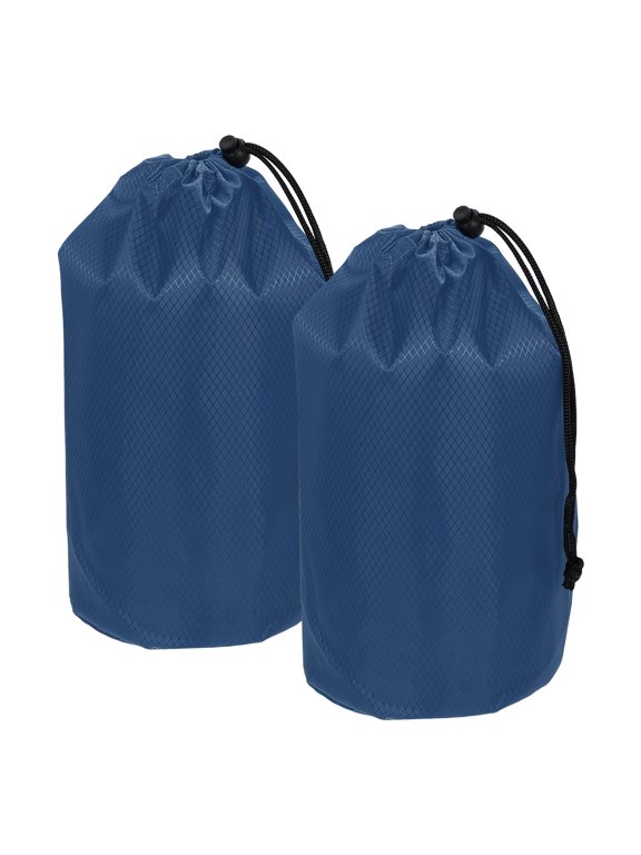 Stuff Sack, Waterproof Ditty Bags Storage Sacks Portable Outdoor Ultralight Drawstring Dry Stuff Bag Gear with Toggle 5x10In & 2 Pack & Dark Blue for (Backpacking Camping Hiking)