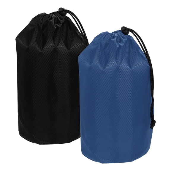 Uxcell Stuff Sack, Waterproof Ditty Bags Storage Sacks Portable Outdoor Ultralight Drawstring Dry Stuff Bag Gear with Toggle 5x10In & 2 Pack & Dark Blue, Black for (Backpacking Camping)