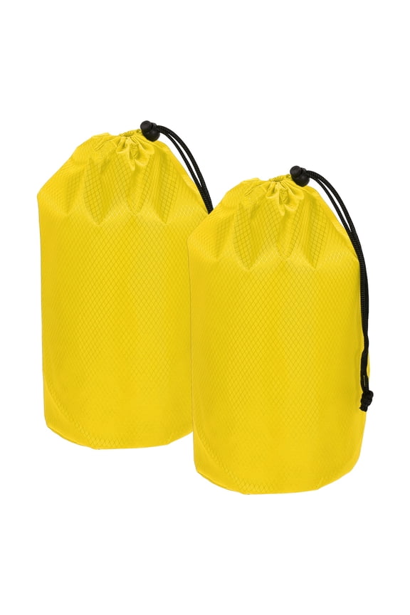 Stuff Sack, Waterproof Ditty Bags Storage Sacks Portable Outdoor Ultralight Drawstring Dry Stuff Bag Gear with Toggle 5x10In & 2 Pack & Yellow for (Backpacking Camping Hiking)