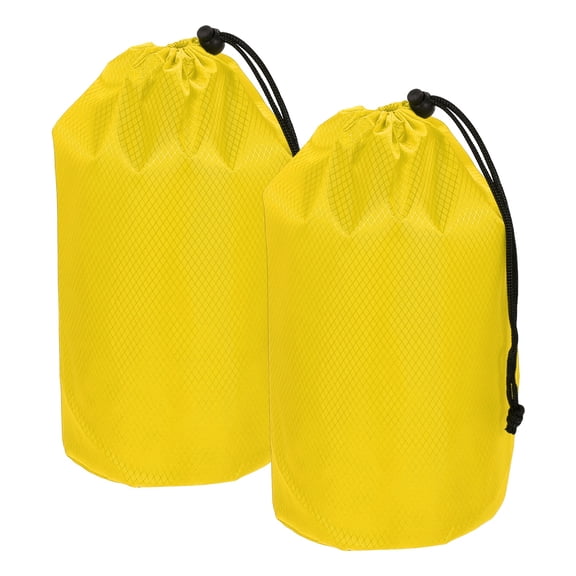 Uxcell Stuff Sack, Waterproof Ditty Bags Storage Sacks Portable Outdoor Ultralight Drawstring Dry Stuff Bag Gear with Toggle 5x10In & 2 Pack & Yellow for (Backpacking Camping Hiking)