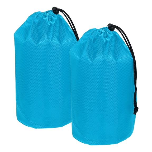 Uxcell Stuff Sack, Waterproof Ditty Bags Storage Sacks Portable Outdoor Ultralight Drawstring Dry Stuff Bag Gear with Toggle 6x12In & 2 Pack & Bright Blue for (Backpacking Camping Hiking)