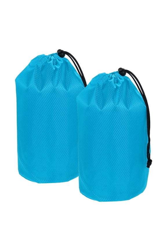 Stuff Sack, Waterproof Ditty Bags Storage Sacks Portable Outdoor Ultralight Drawstring Dry Stuff Bag Gear with Toggle 6x12In & 2 Pack & Bright Blue for (Backpacking Camping Hiking)