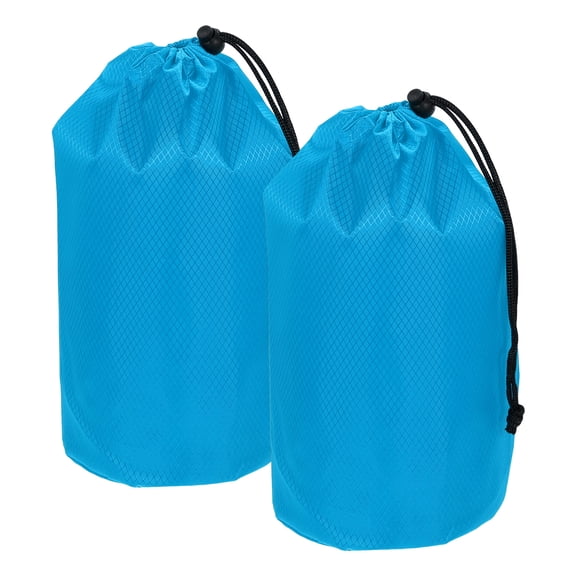 Uxcell Stuff Sack, Waterproof Ditty Bags Storage Sacks Portable Outdoor Ultralight Drawstring Dry Stuff Bag Gear with Toggle 6x12In & 2 Pack & Bright Blue for (Backpacking Camping Hiking)