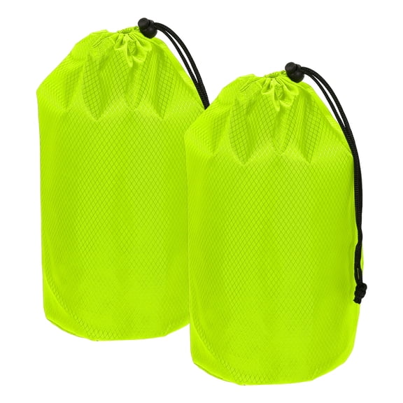 Uxcell Stuff Sack, Waterproof Ditty Bags Storage Sacks Portable Outdoor Ultralight Drawstring Dry Stuff Bag Gear with Toggle 6x12In & 2Pack & Bright Green for (Backpacking Camping Hiking)