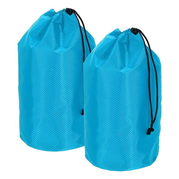 Uxcell Stuff Sack, Waterproof Ditty Bags Storage Sacks Portable Outdoor Ultralight Drawstring Dry Stuff Bag Gear with Toggle 7x13In & 2 Pack & Bright Blue for (Backpacking Camping Hiking)