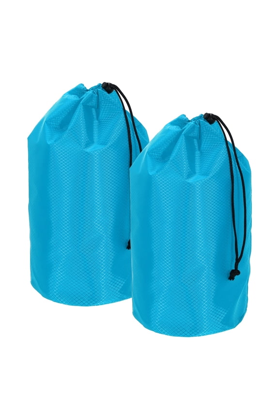 Stuff Sack, Waterproof Ditty Bags Storage Sacks Portable Outdoor Ultralight Drawstring Dry Stuff Bag Gear with Toggle 7x13In & 2 Pack & Bright Blue for (Backpacking Camping Hiking)