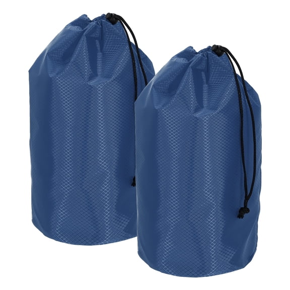 Uxcell Stuff Sack, Waterproof Ditty Bags Storage Sacks Portable Outdoor Ultralight Drawstring Dry Stuff Bag Gear with Toggle 7x13In & 2 Pack & Dark Blue for (Backpacking Camping Hiking)