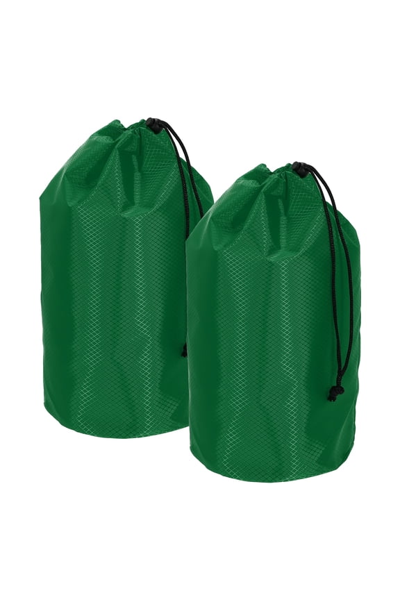 Stuff Sack, Waterproof Ditty Bags Storage Sacks Portable Outdoor Ultralight Drawstring Dry Stuff Bag Gear with Toggle 7x13In & 2 Pack & Dark Green for (Backpacking Camping Hiking)