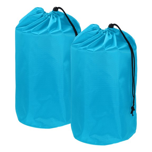 Uxcell Stuff Sack, Waterproof Ditty Bags Storage Sacks Portable Outdoor Ultralight Drawstring Dry Stuff Bag Gear with Toggle 9x17In & 2 Pack & Bright Blue for (Backpacking Camping Hiking)
