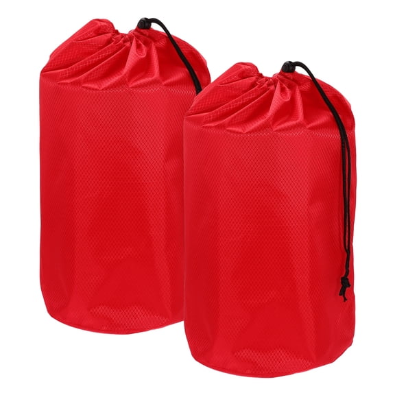 Uxcell Stuff Sack, Waterproof Ditty Bags Storage Sacks Portable Outdoor Ultralight Drawstring Dry Stuff Bag Gear with Toggle 9x17In & 2 Pack & Red for (Backpacking Camping Hiking)