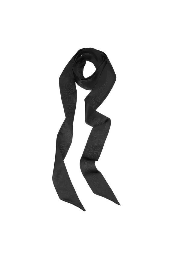 Stylish Ribbon Scarf, Solid Color Skinny Scarf Pure Long Neckerchief Silk Belts Sash Black