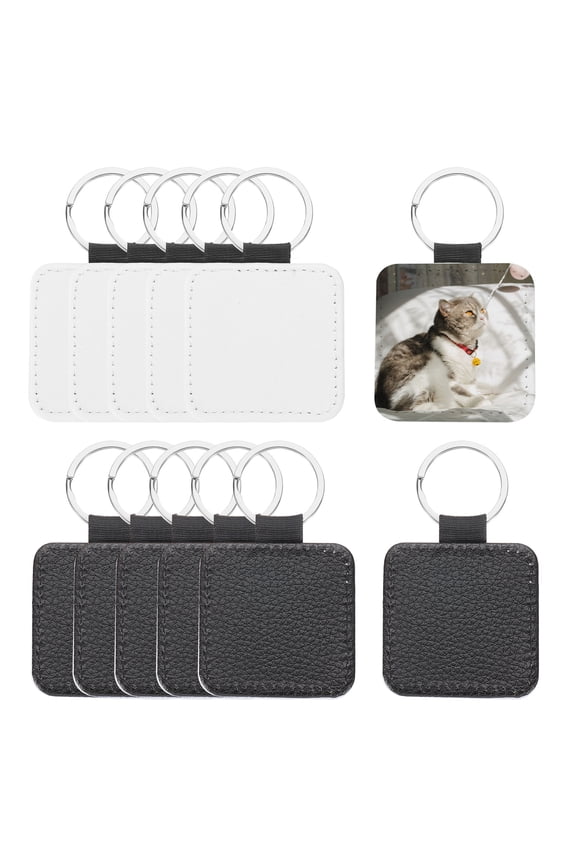 Sublimation Blank Keychains, 12 Pcs Square Keychain Blanks Bulk Heat Transfer Keychain, Black