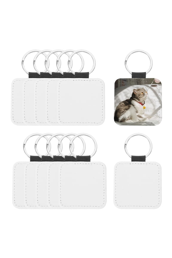 Sublimation Blank Keychains, 12Pcs Square Keychain Blanks Bulk Heat Transfer Keychain, White