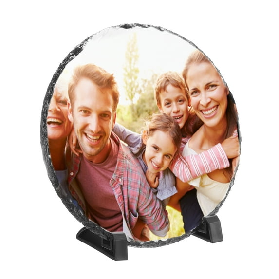 Uxcell Sublimation Slate Blanks, Round Stone Photo Frame Heat Press Plaque for Gifts, White, 6"