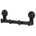 thumbnail image 1 of Uxcell Suction Cup Row Hook 4 Hooks Wall Mount Detachable Hanger for Bathroom Kitchen 245x100mm Black, 1 of 5