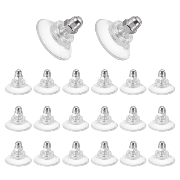 Uxcell Suction Cups with M6 x 8 Screws Nut 1.3"(32mm), 20 Set Plastic Clear Strong Adhesive Suction Holder Sucker Pads for Window Glass Mirror Wall Door Kitchen Bathroom