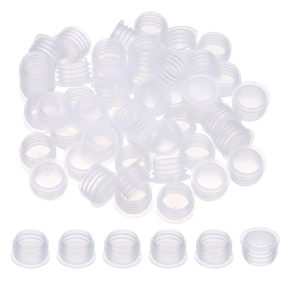 Uxcell Suit for 15mm Plastic Stopper Replacement Plug Cap, 100 Pcs Press-In Bottle Adapter Salt Stoppers Plugs Plastic Bottle Caps for Lab Home Cosmetics Shampoo Essential Oil, Clear