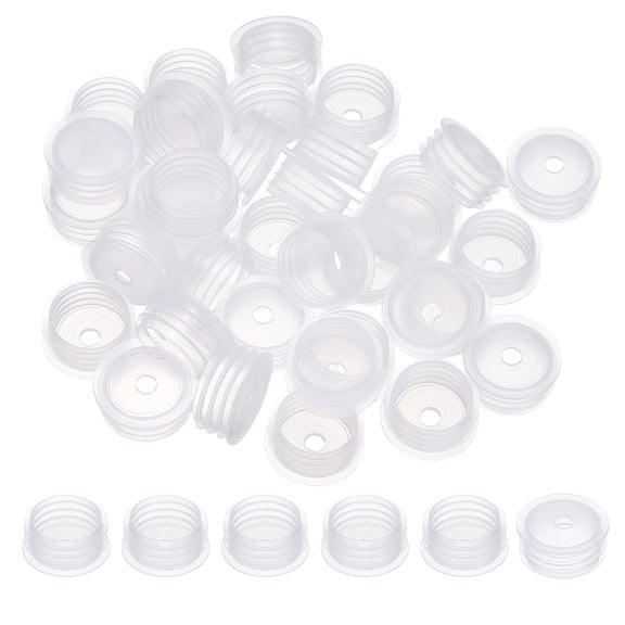 Uxcell Suit for 18mm Plastic Bottle Adapter, 36 Pcs Press-in Bottle Plug with Hole Plastic Dispenser Cap Laboratory Stoppers for Lab Home Outdoor Cosmetics Shampoo Essential Oil, Clear
