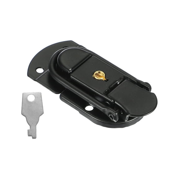 Uxcell Suitcase Lock Hasp 2.64"x1.34", Metal Iron Toggle Catch Latch with Key, Black
