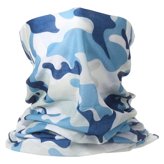 Uxcell Summer Cooling Neck Gaiter Sun Protection Face Mask, Camo Blue-white