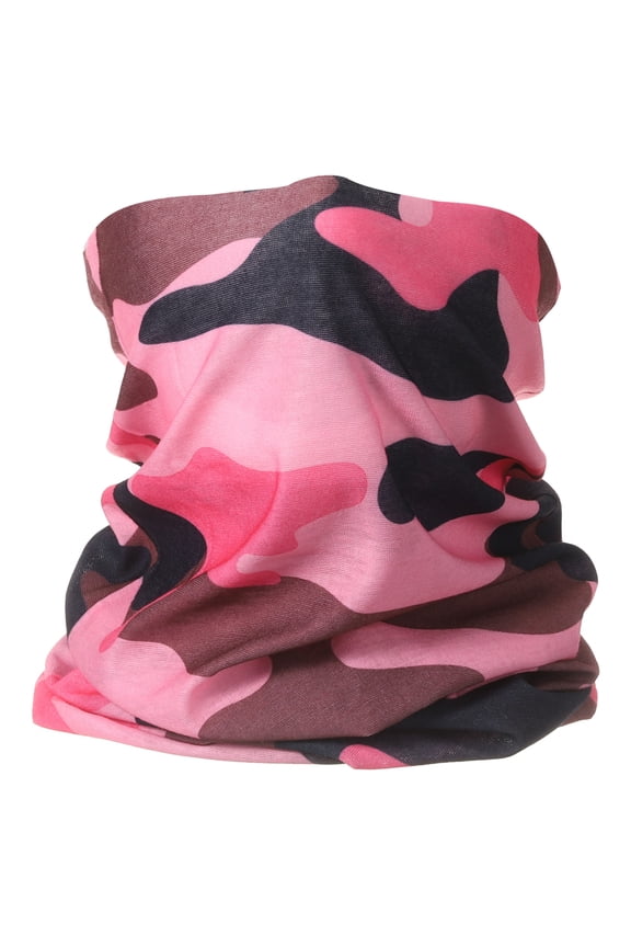 Summer Cooling Neck Gaiter Sun Protection Face Mask, Camo Pink-Black