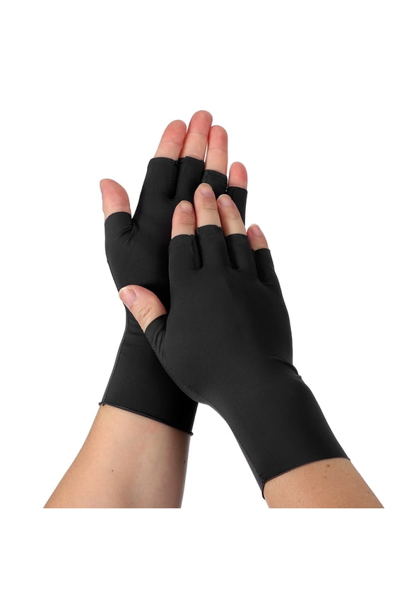 Sun Protection Gloves, Half Finger Summer Hand Protection Gloves Breathable Touchscreen Fingerless Mittens, Balck & Nylon Ice Silk