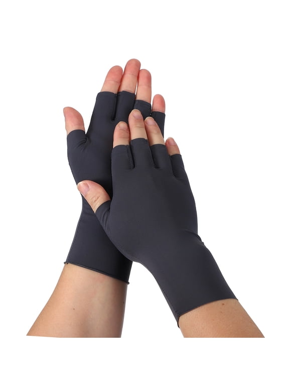 Sun Protection Gloves, Half Finger Summer Hand Protection Gloves Breathable Touchscreen Fingerless Mittens, Dark Grey & Nylon Ice Silk